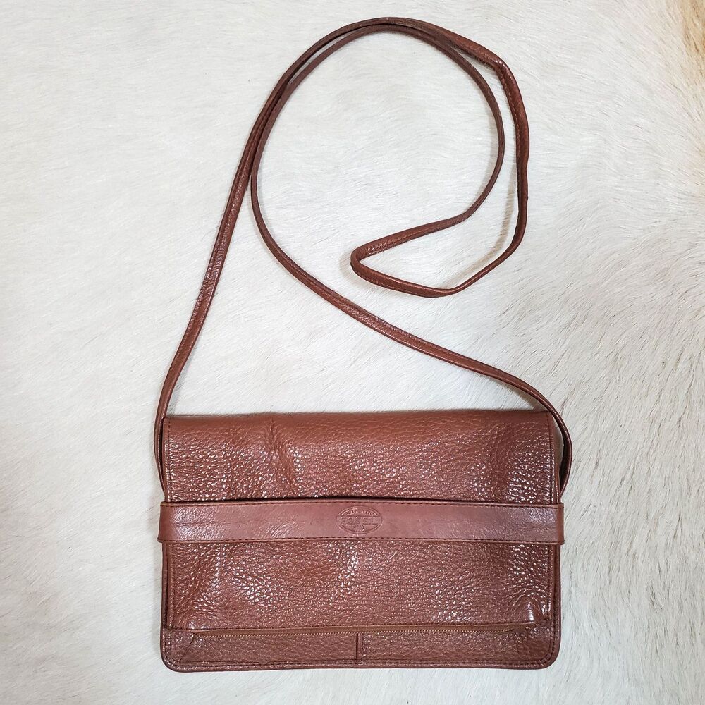 Fossil Women’s Crossbody Bag Small Brown Leather Envelope Purse Organizer Casual